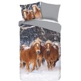 Good Morning - Happy Horses - Dekbedovertrek - Multi - Flanel - 1-Persoons