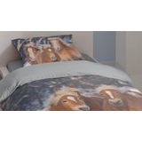 Good Morning - Happy Horses - Dekbedovertrek - Multi - Flanel - 1-Persoons