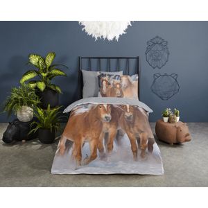 Good Morning - Happy Horses - Dekbedovertrek - Multi - Flanel - 1-Persoons