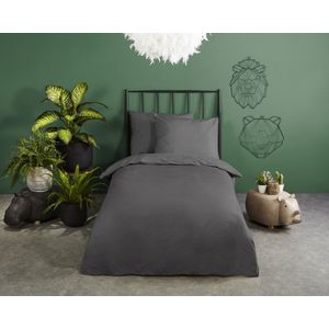 HIP - Uni Dessin - Dekbedovertrek - Antraciet - Katoen Satijn