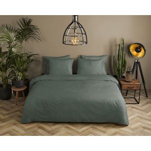 HIP - Dekbedovertrek Katoen-Satijn - Groen - Lits-Jumeaux (240x220 Cm) - Effen