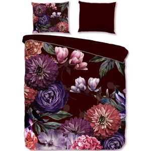 Dekbedovertrek Descanso Bloomie Bordeaux Satijn-240 x 200 / 220 cm | Lits-Jumeaux