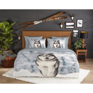 Good Morning - Husky - Dekbedovertrek - Meerkleurig - Katoen-Flanel - Tweepersoons 200x200 Cm