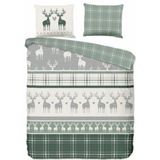 Good Morning - Bjirk - Dekbedovertrek - Groen - 100% Flanel - 2-Persoons
