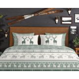 Good Morning - Bjirk - Dekbedovertrek - Groen - 100% Flanel - Lits-Jumeaux