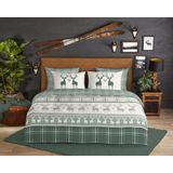 Good Morning - Bjirk - Dekbedovertrek - Groen - 100% Flanel - Lits-Jumeaux