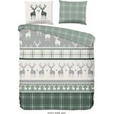 Good Morning - Bjirk - Dekbedovertrek - Groen - 100% Flanel - Lits-Jumeaux