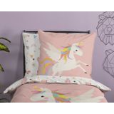 good morning Kinderbettwäsche "Unicorn", Baumwolle, 135x200, Reißverschluss, Wendeoptik, Mädchen, Einhorn, Rosa