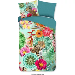 Lirex Zijdeachtige Satijnen Kussenhoes met Rits, Polyester Satijnen Kussenhoes voor Haar, Gladde Bloemenprint met Lichtgrijze Strepen, 50 x 70 cm