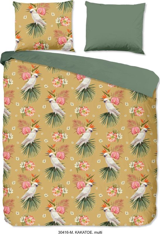 Dekbedovertrek Kakatoe - Meerkleurig - Microvezel - Dessin: Bloemen, Dieren
