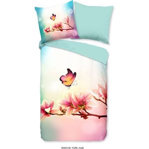 Pure Dekbedovertrek ""vlinder met bloemen"" - Multi - (140x200/220 cm) - Microfiber