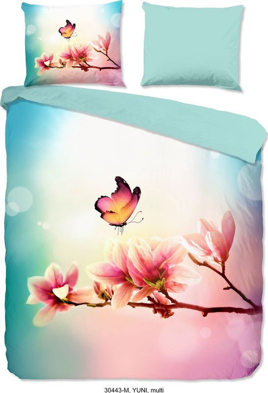 Dekbedovertrek Yuni - Meerkleurig - Microvezel - Dessin: Bloemen, Dieren