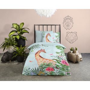 Good Morning - Kinderdekbedovertrek - Blauw & Meerkleurig - 140x200 Cm - Natuur & Dieren