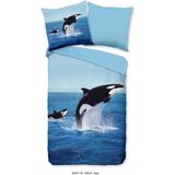 Pure Dekbedovertrek ""orca in de zee"" - Blauw - (200x200/220 cm) - Microfiber