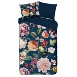 Fiori - Descanso Dekbedovertrek - Blauw/Roze - 100% Katoen Satijn