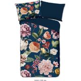 Fiori - Descanso Dekbedovertrek - Blauw/Roze - 100% Katoen Satijn