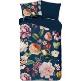 Fiori - Descanso Dekbedovertrek - Blauw/Roze - 100% Katoen Satijn