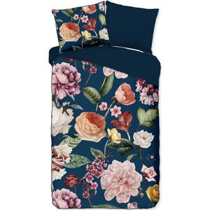 Fiori - Descanso Dekbedovertrek - Blauw/Roze - 100% Katoen Satijn