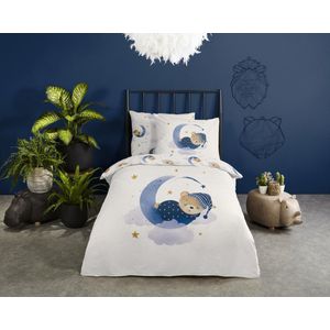 Good Morning - Kinderdekbedovertrek - Wit & Meerkleurig Sterren - 140x200 Cm - Katoen