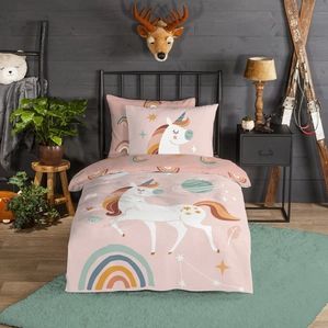 Good Morning - Unidance - Dekbedovertrek - Roze - Flanel - 1-Persoons