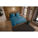 Pure - Dekbedovertrek - Petrol - Luxe Stiksel Plooien - 155x220 cm - Microfiber