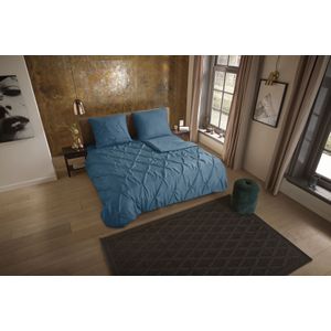 Pure Dekbedovertrek ""luxe stiksel plooien"" - Petrol - (200x200 cm) - Microfiber