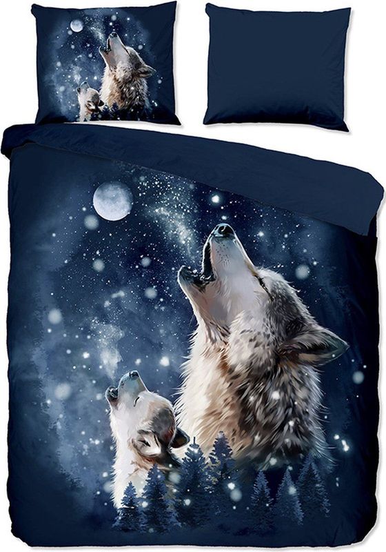 Dekbedovertrek Moon - Blauw Microvezel - Dieren Dessin