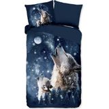 Dekbed-Discounter - Moon - Dekbedovertrek - Blauw - Microvezel - Dieren Dessin