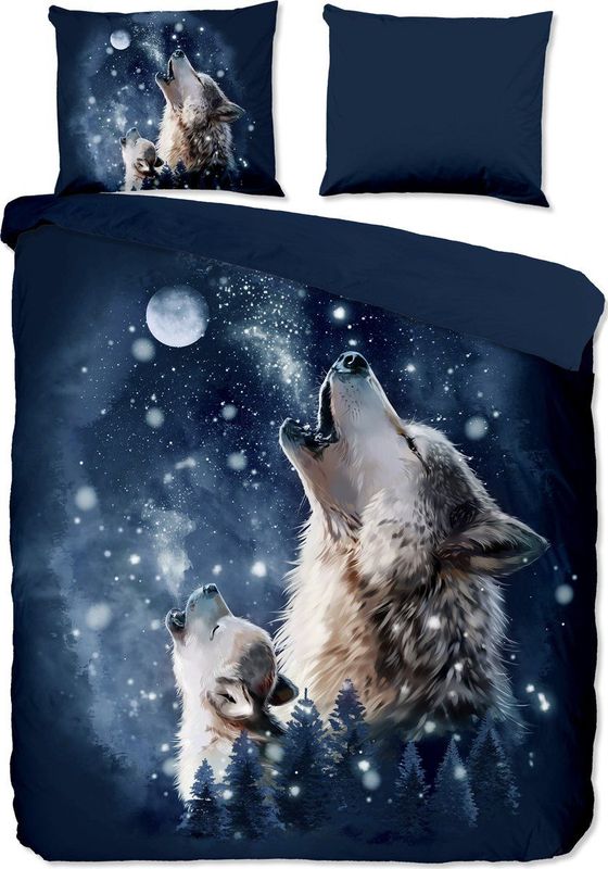 Dekbed-Discounter - Moon - Dekbedovertrek - Blauw - Microvezel - Dieren Dessin