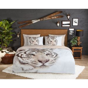 CelinaTex Touchme flanellen beddengoed, 200 x 220 cm, 3-delig katoenen dekbedovertrek, Filia stippen, beige, wit, grijs, antraciet