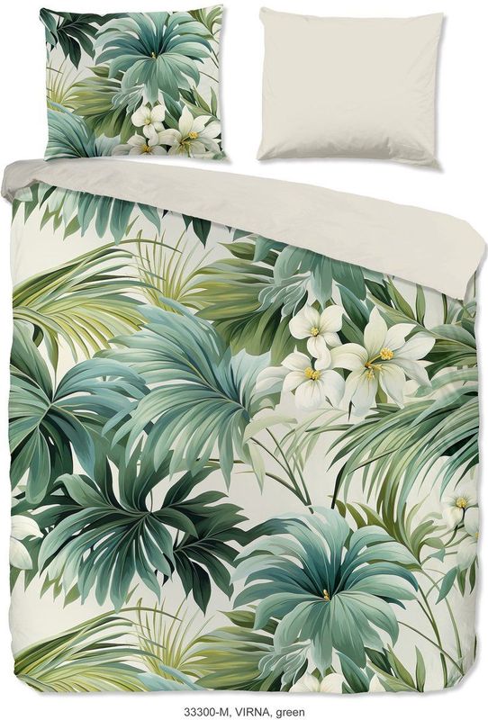 Pure - Tropische Bloei - Dekbedovertrek - Groen - 100% Microvezel - Inclusief Kussenslopen