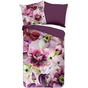 Pure - Dekbedovertrek - Bordeaux - Orchidee Bloemen - 155x220 cm - Microfiber