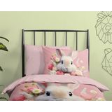 Pure - Lief Konijntje - Kinderdekbedovertrek - Roze - 1-persoons 140 x 200-220 cm