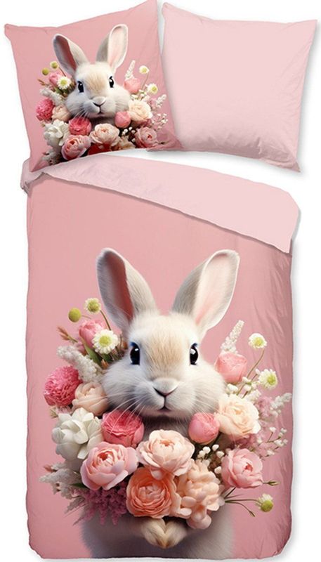 Pure - Lief Konijntje - Kinderdekbedovertrek - Roze - 1-persoons 140 x 200-220 cm