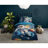 Pure - Space Explorer - Dekbedovertrek - Blauw - 100% Microvezel - Inclusief Kussensloop