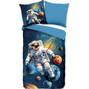Pure - Space Explorer - Dekbedovertrek - Blauw - 100% Microvezel - Inclusief Kussensloop