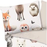 Good Morning - Dierenpret in Dromenland - Flanel Dekbedovertrek - Wit - 140 x 200/220 cm