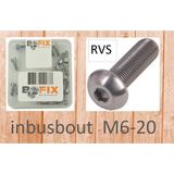 Bofix Inbusbout Bolkop M6 X 20 Mm Rvs 25 Stuks (214291)