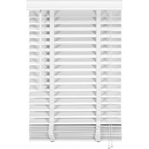 Houten Jaloezie - Wit - 80x130 cm - Raamdecoratie - Lamelbreedte 50 mm - Inclusief Bedieningskoord en Draaistang