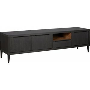 Tv Meubel Zwanenburg - Lamulux - Zwart/Teak - 3 Draaideuren - 1 Lade