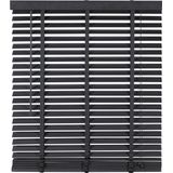 Houten Jaloezie - Zwart - 100x130 cm - Raamdecoratie - Lamelbreedte 50 mm - Inclusief Bedieningskoord en Draaistang