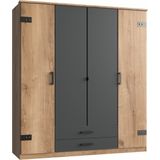 Woonexpress Kledingkast Stratum 180x199x55 cm (BxHxD) - Draaideur - 4 legplanken & 2 roedes - Slaapkamer - Industrieel