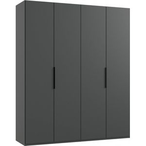 Kledingkast Oss - Spaanplaat - Grijs - 200x236x58 cm (BxHxD) - Draaideurkast - 4 Deuren - Hang-legkast
