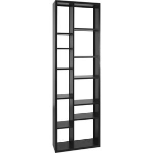 Woonexpress Boekenkast Salma - MDF - Zwart - 70 x 220 x 25 cm (BxHxD)