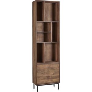 Wandkast Vegas - Mangohout - Bruin - 60 x 210 x 30 cm (B x H x D) - vakkenkast - Softclose