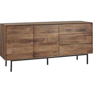 Woonexpress Dressoir Vegas - Mangohout - Bruin - 170 x 80 x 45 cm (BxHxD) - Zwart metalen poten - Softclose