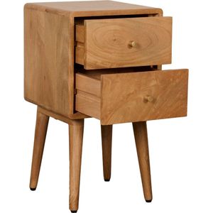 Nachtkastje Borba Mangohout Lichtbruin 30x57x30 (BxHxD) 2 Lades Kleur Tikamoon Walnut