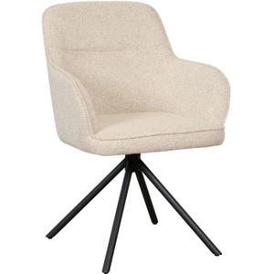 tectake® Eetkamerstoelen met armleuningen - Draaifauteuil in fluweellook - Woonkamerstoel, gestoffeerde stoel - Metalen poten - Set van 6 - Zwart