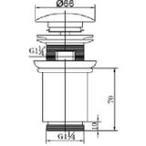 Luxe hoge clickwaste met overloop chroom 7 cm