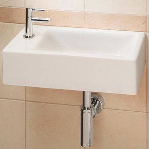 Xellanz Metis fontein 50x25cm inclusief kraan sifon en afvoerplug wit